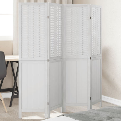 Vidaxl kamerscherm met 4 panelen massief paulowniahout wit