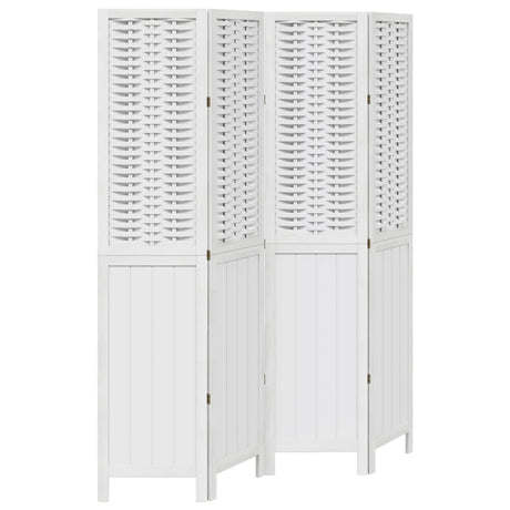 Vidaxl kamerscherm met 4 panelen massief paulowniahout wit