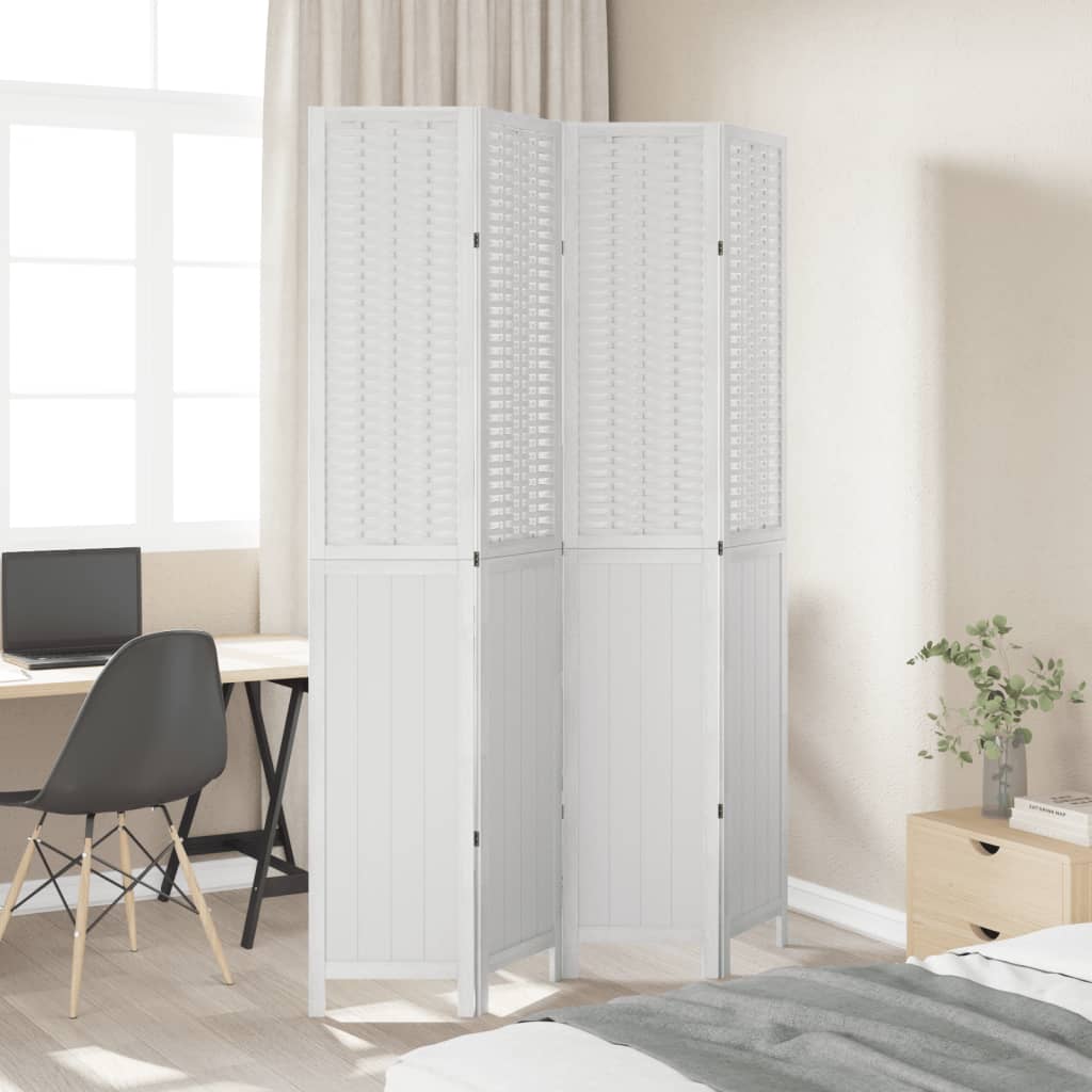 Vidaxl kamerscherm met 4 panelen massief paulowniahout wit