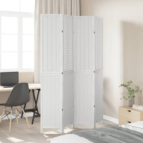 Vidaxl kamerscherm met 4 panelen massief paulowniahout wit