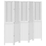 Vidaxl kamerscherm met 5 panelen massief paulowniahout wit