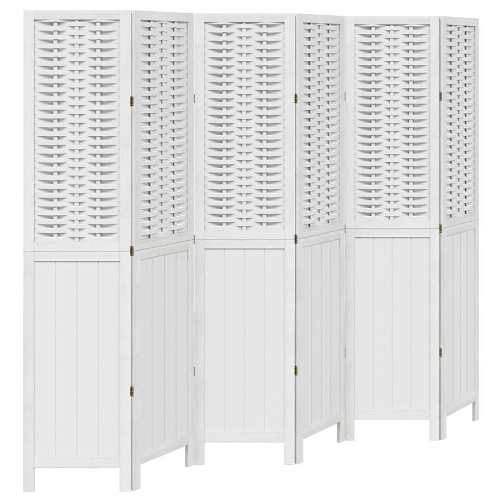 Vidaxl kamerscherm met 6 panelen massief paulowniahout wit