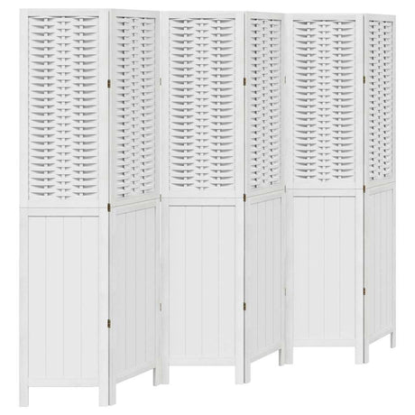 Vidaxl kamerscherm met 6 panelen massief paulowniahout wit