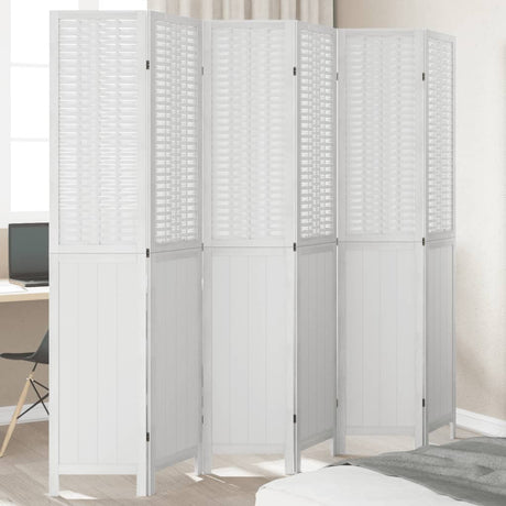 Vidaxl kamerscherm met 6 panelen massief paulowniahout wit