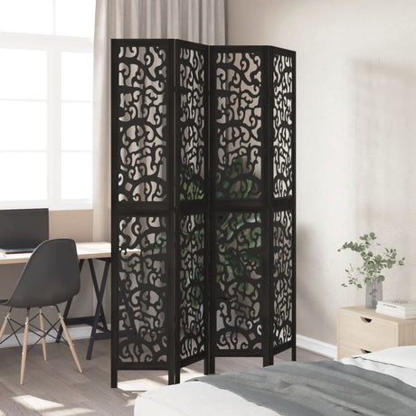 Vidaxl kamerscherm met 4 panelen massief paulowniahout zwart
