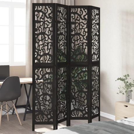 Vidaxl kamerscherm met 4 panelen massief paulowniahout zwart