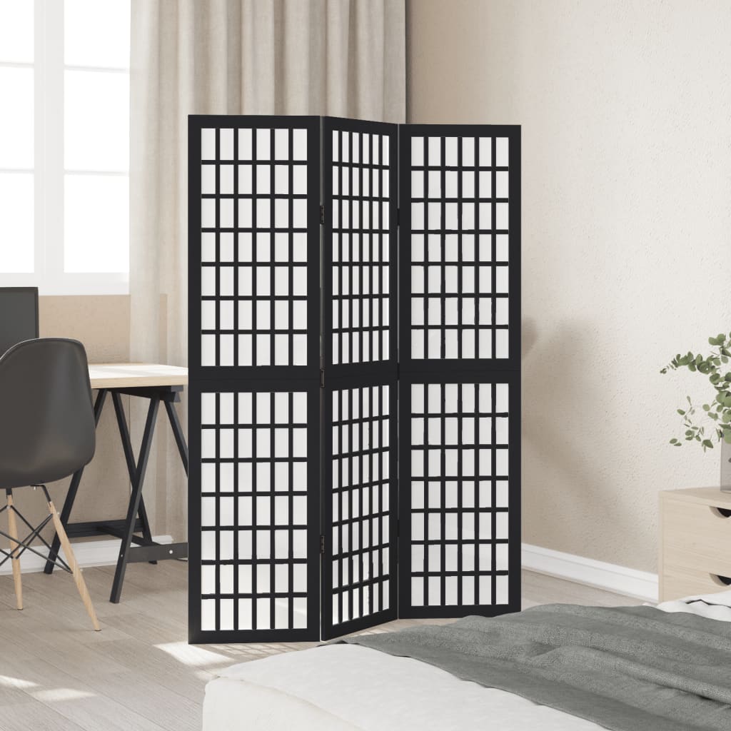 Vidaxl kamerscherm met 3 panelen massief paulowniahout zwart