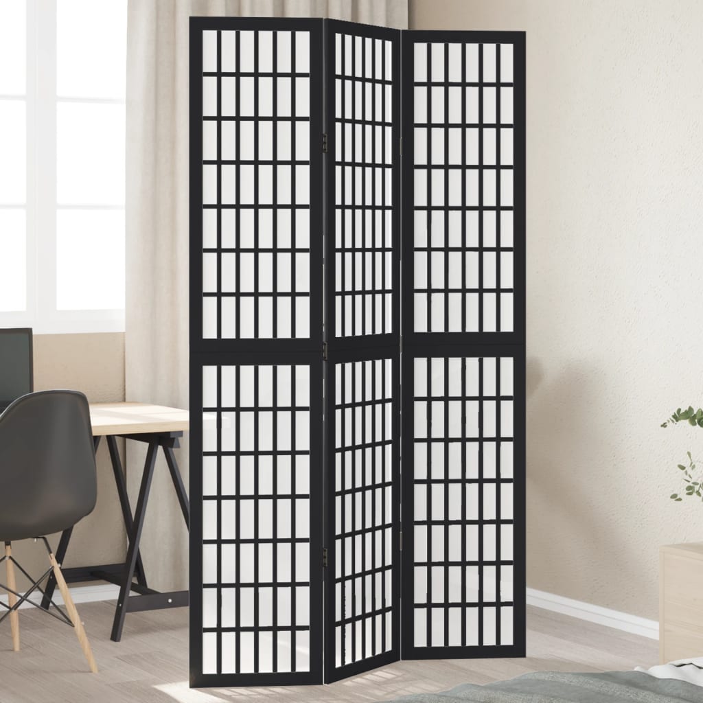 Vidaxl kamerscherm met 3 panelen massief paulowniahout zwart