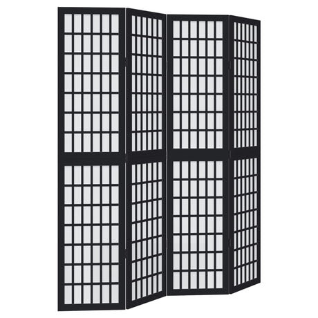 Vidaxl kamerscherm met 4 panelen massief paulowniahout zwart