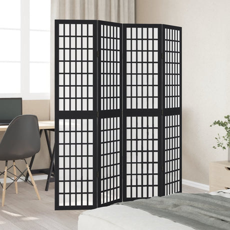 Vidaxl kamerscherm met 4 panelen massief paulowniahout zwart