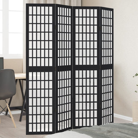 Vidaxl kamerscherm met 4 panelen massief paulowniahout zwart