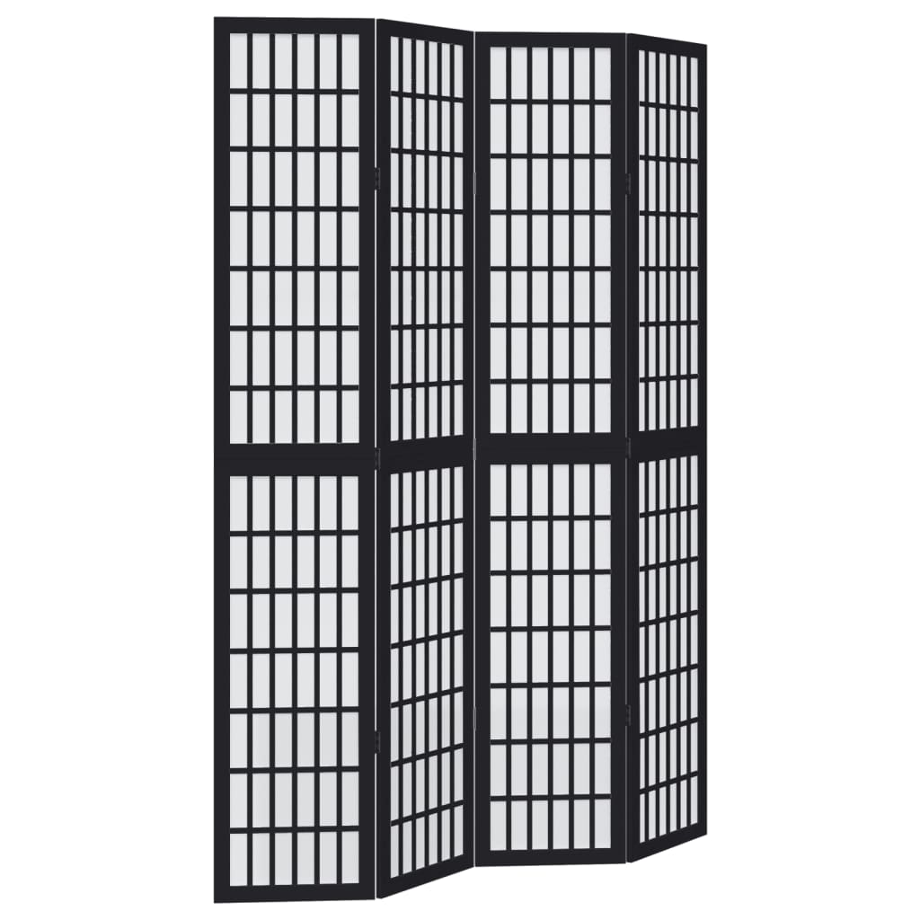 Vidaxl kamerscherm met 4 panelen massief paulowniahout zwart