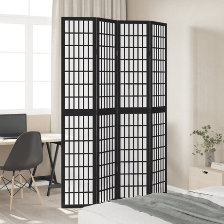 Vidaxl kamerscherm met 4 panelen massief paulowniahout zwart