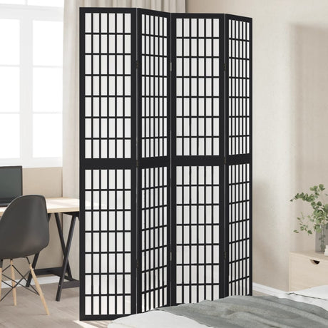 Vidaxl kamerscherm met 4 panelen massief paulowniahout zwart