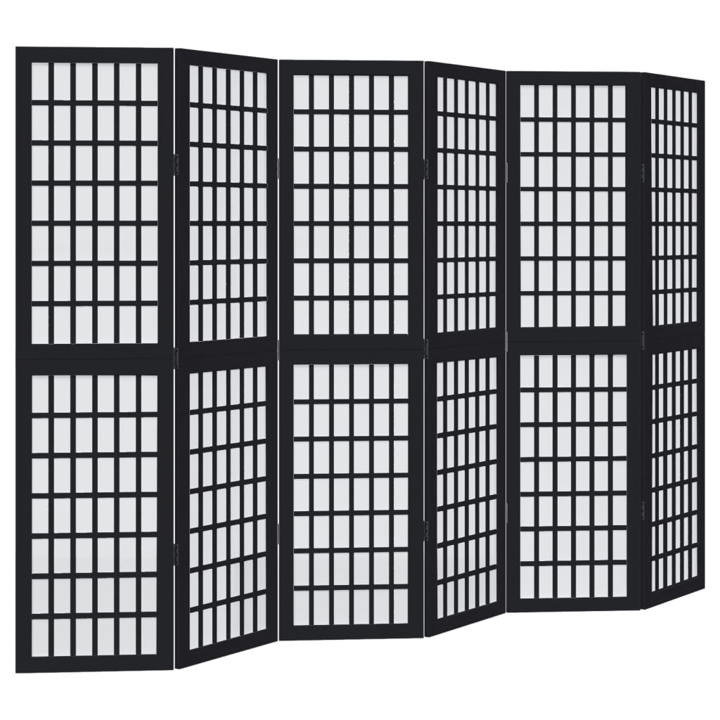 Vidaxl kamerscherm met 6 panelen massief paulowniahout zwart