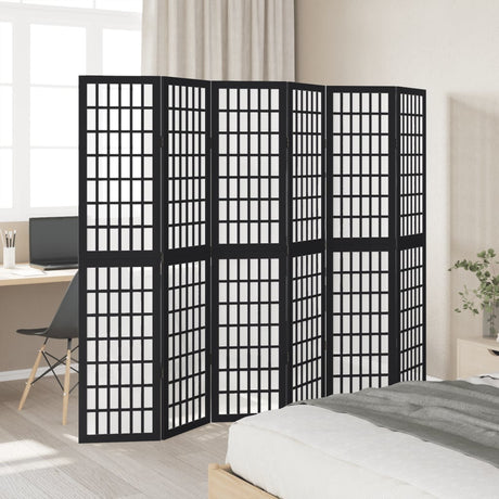 Vidaxl kamerscherm met 6 panelen massief paulowniahout zwart