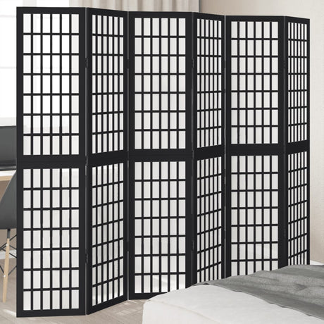 Vidaxl kamerscherm met 6 panelen massief paulowniahout zwart