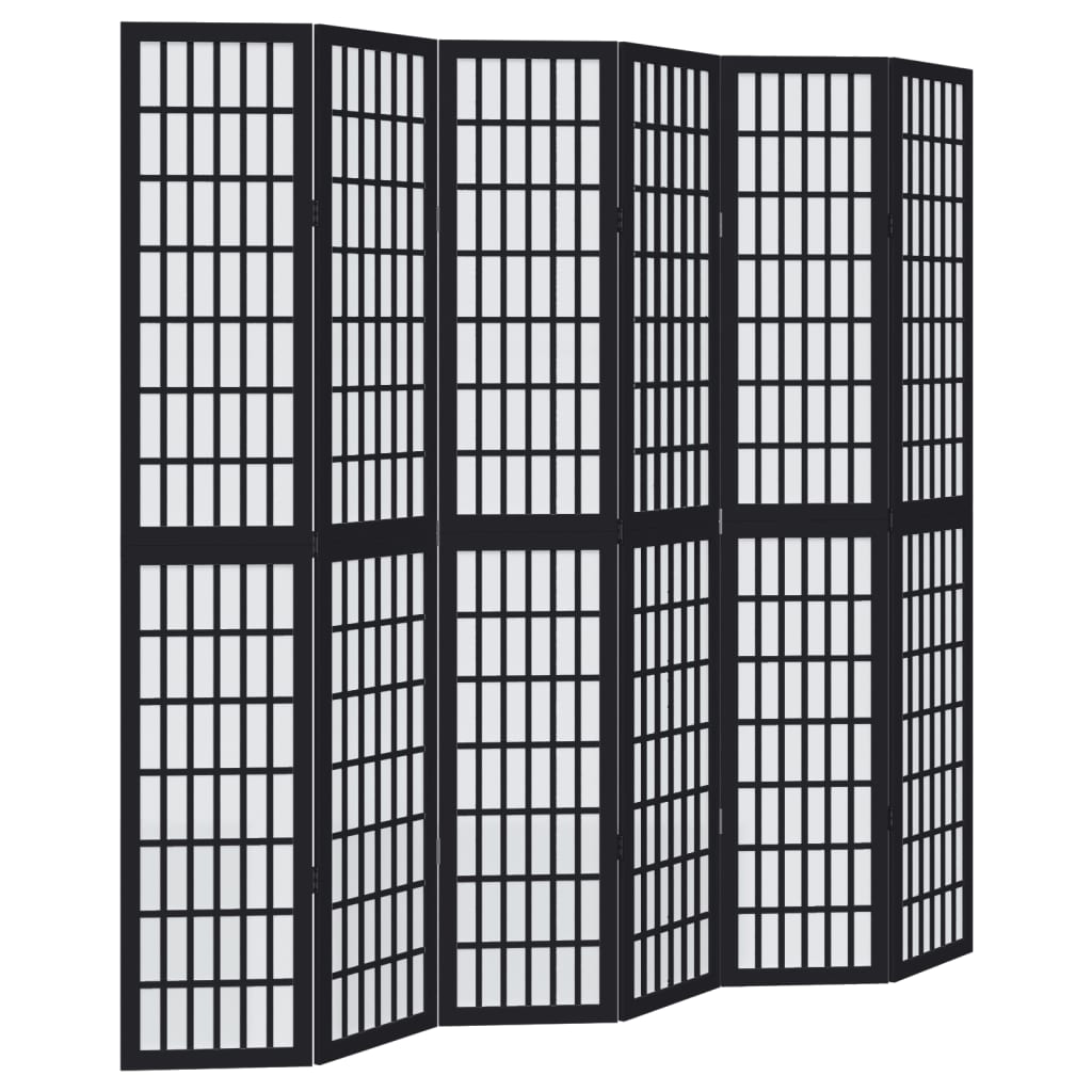 Vidaxl kamerscherm met 6 panelen massief paulowniahout zwart