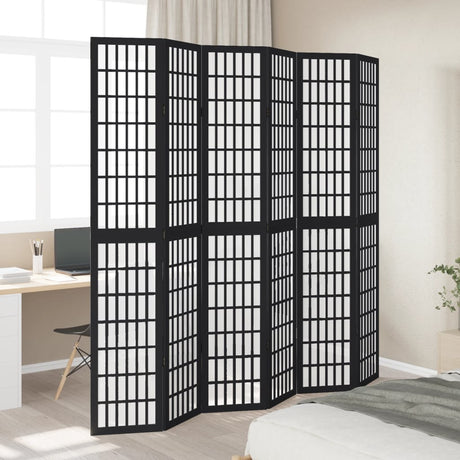 Vidaxl kamerscherm met 6 panelen massief paulowniahout zwart