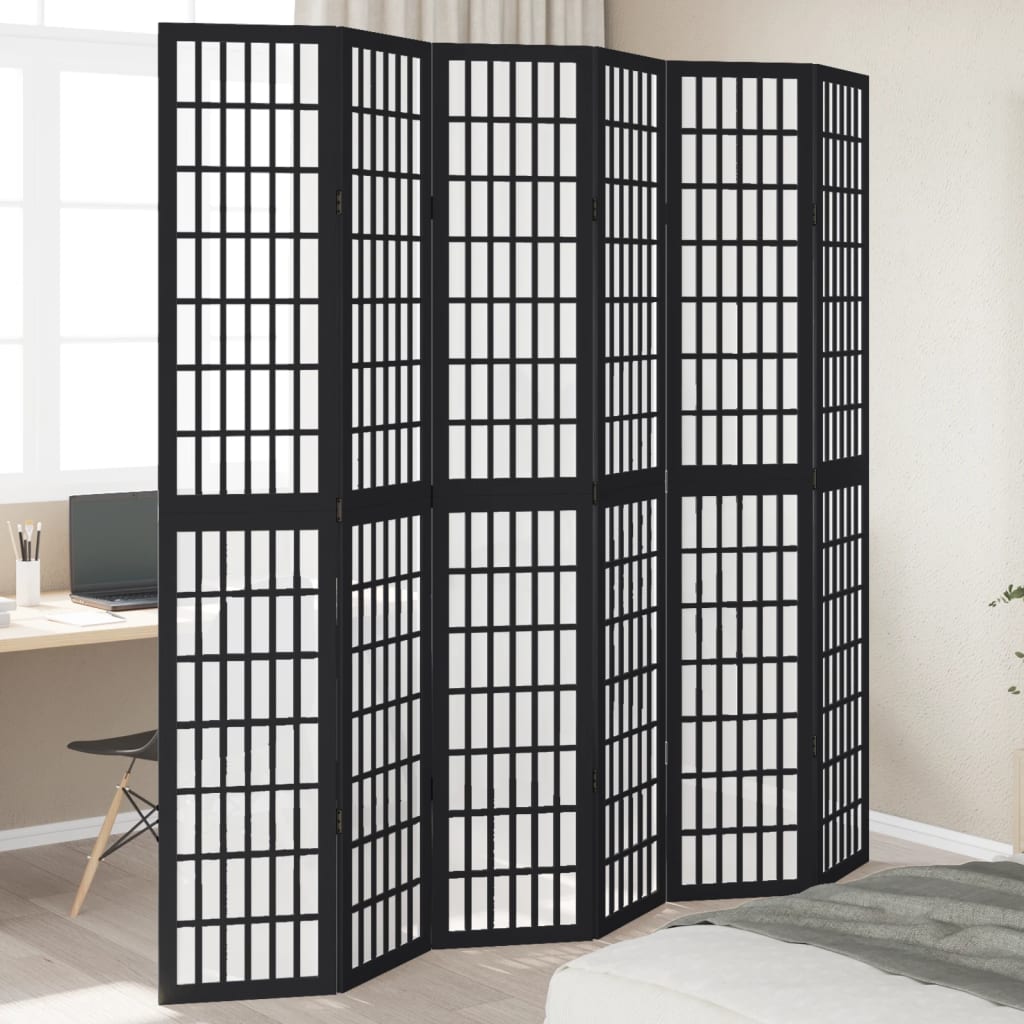 Vidaxl kamerscherm met 6 panelen massief paulowniahout zwart