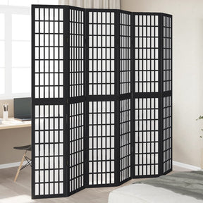 Vidaxl kamerscherm met 6 panelen massief paulowniahout zwart