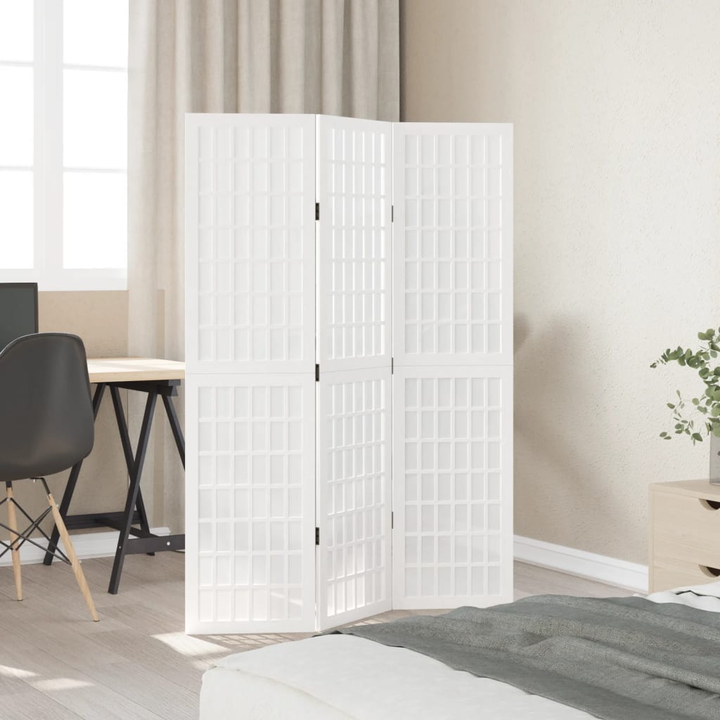 Vidaxl kamerscherm met 3 panelen massief paulowniahout wit