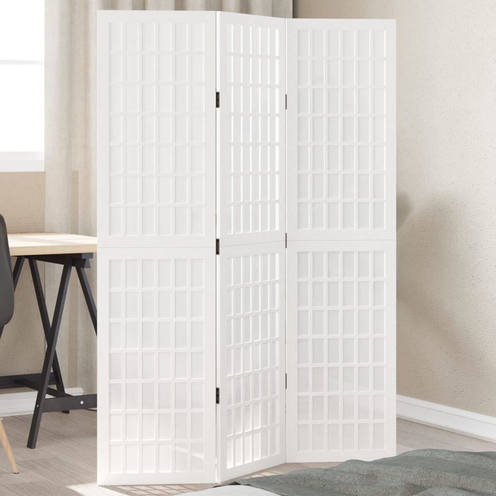 Vidaxl kamerscherm met 3 panelen massief paulowniahout wit