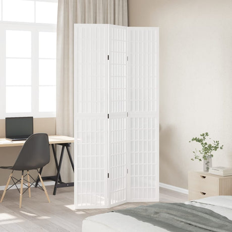 Vidaxl kamerscherm met 3 panelen massief paulowniahout wit