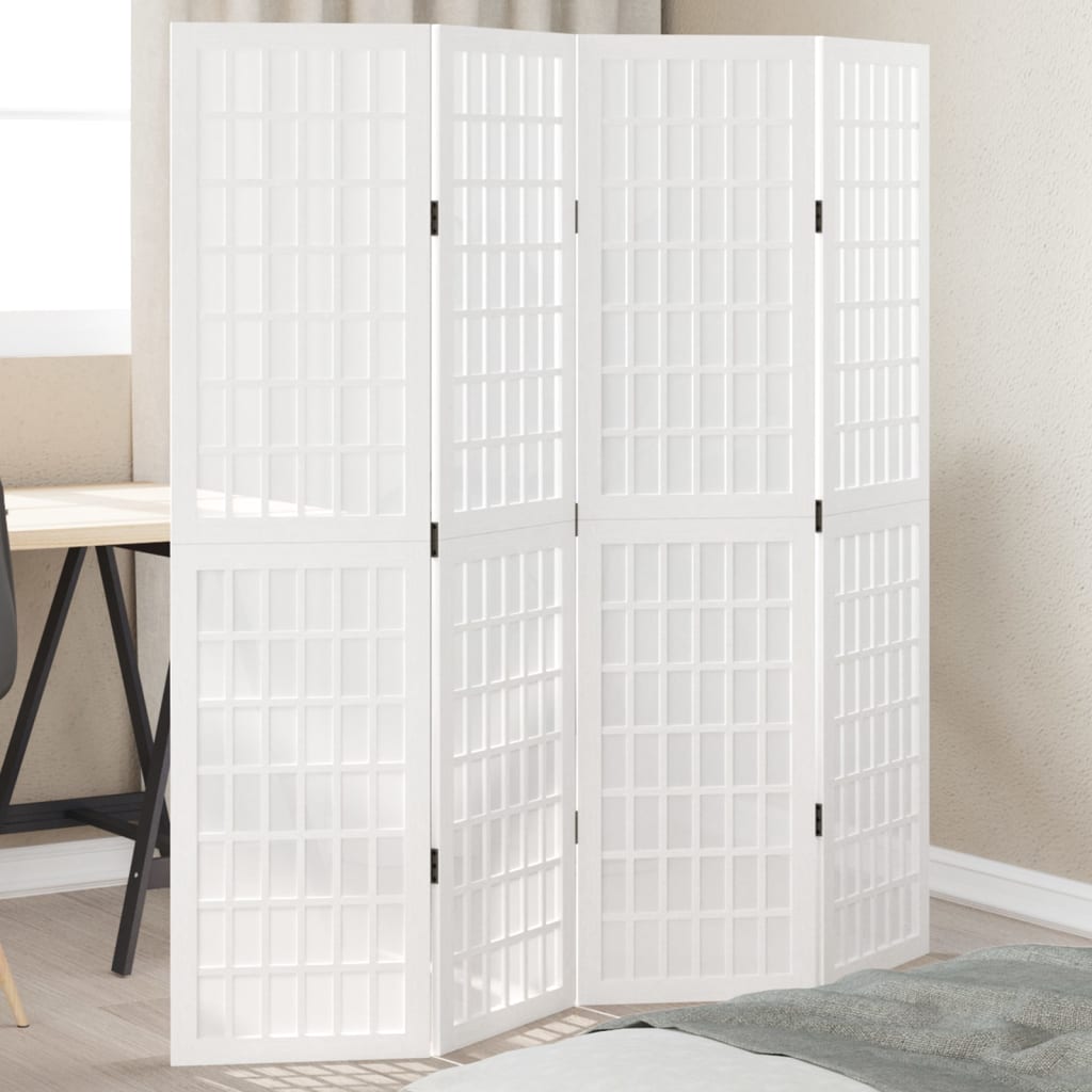 Vidaxl kamerscherm met 4 panelen massief paulowniahout wit