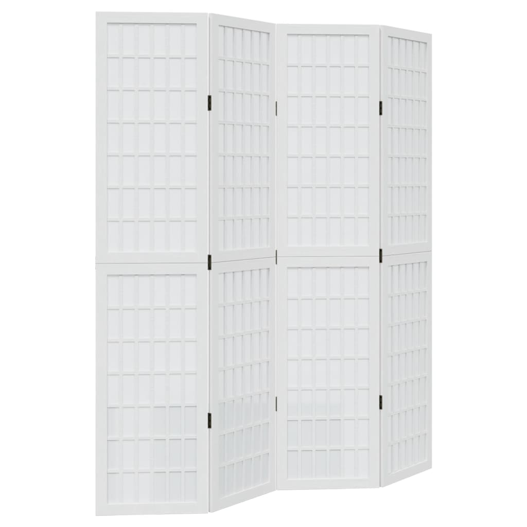 Vidaxl kamerscherm met 4 panelen massief paulowniahout wit