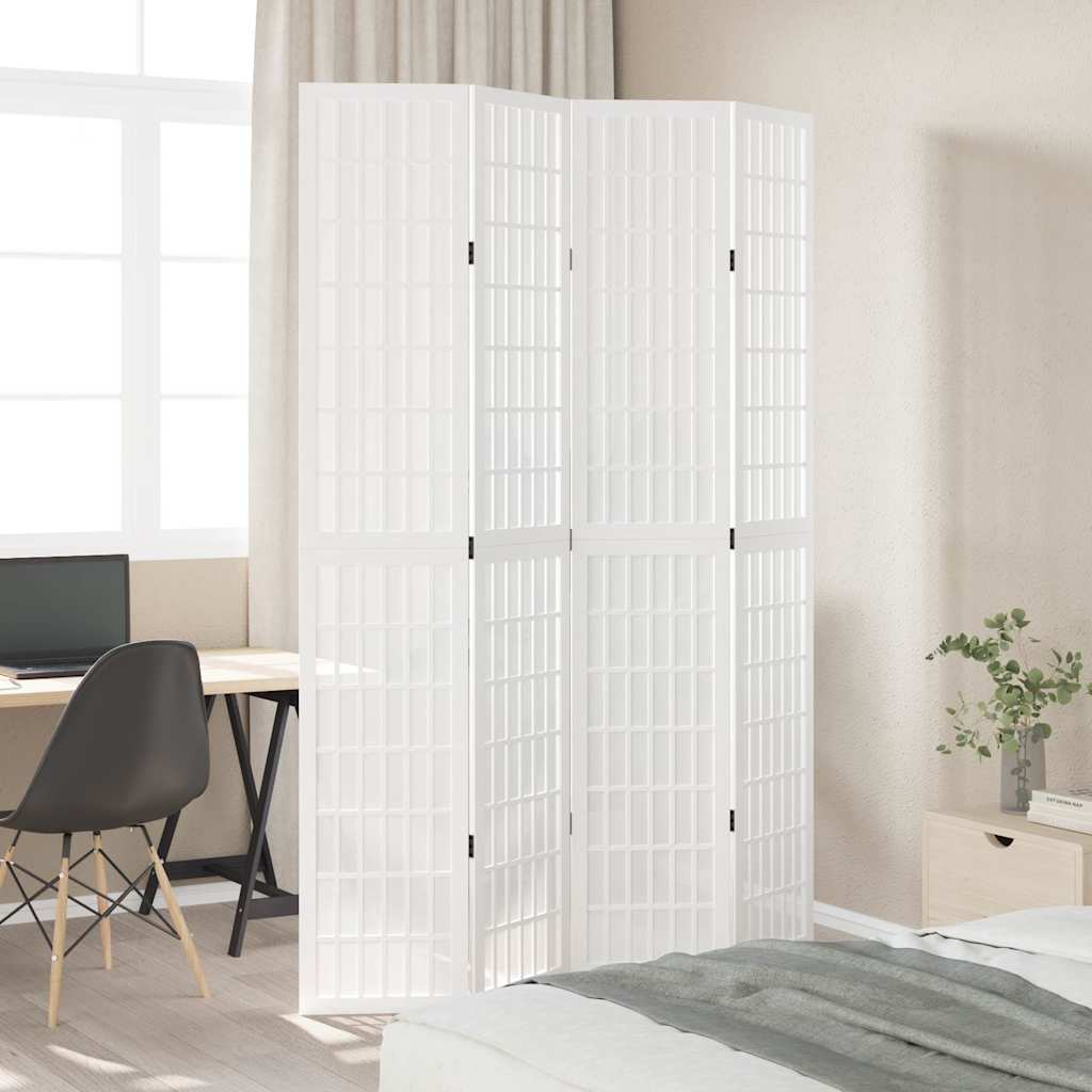Vidaxl kamerscherm met 4 panelen massief paulowniahout wit