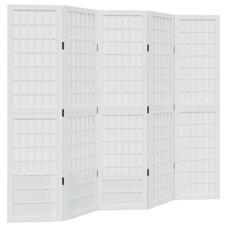 Vidaxl kamerscherm met 5 panelen massief paulowniahout wit
