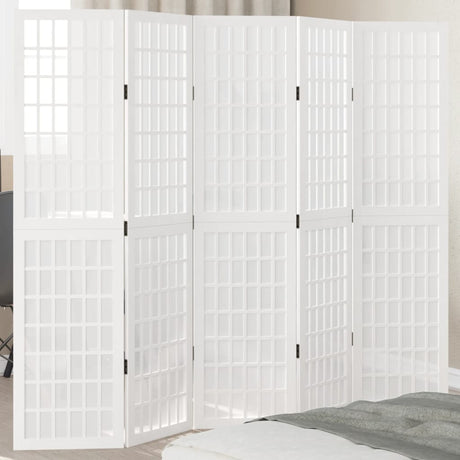 Vidaxl kamerscherm met 5 panelen massief paulowniahout wit