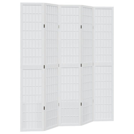 Vidaxl kamerscherm met 5 panelen massief paulowniahout wit