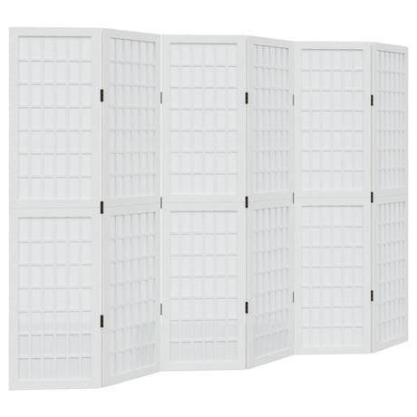 Vidaxl kamerscherm met 6 panelen massief paulowniahout wit