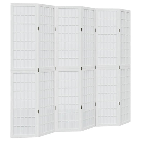 Vidaxl kamerscherm met 6 panelen massief paulowniahout wit