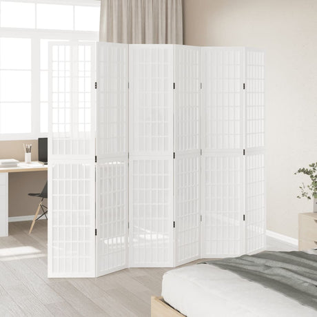 Vidaxl kamerscherm met 6 panelen massief paulowniahout wit
