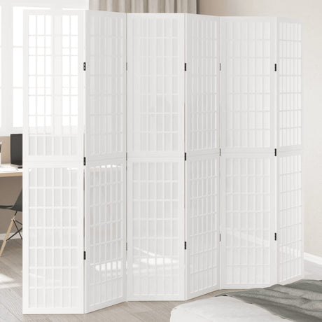 Vidaxl kamerscherm met 6 panelen massief paulowniahout wit
