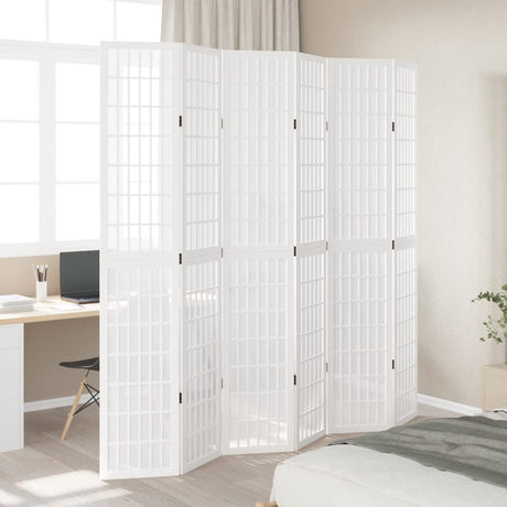 Vidaxl kamerscherm met 6 panelen massief paulowniahout wit