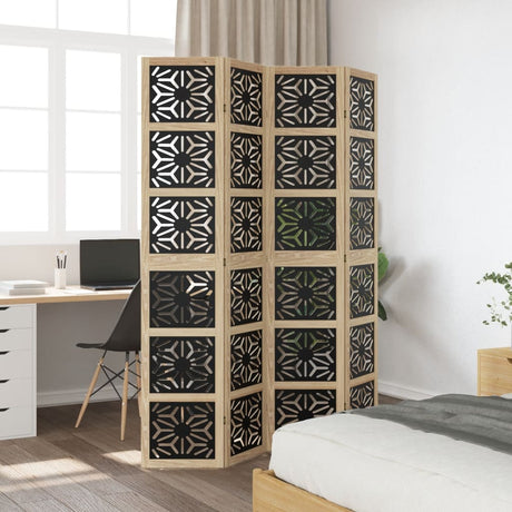 Vidaxl kamerscherm met 4 panelen massief paulowniahout bruin en zwart
