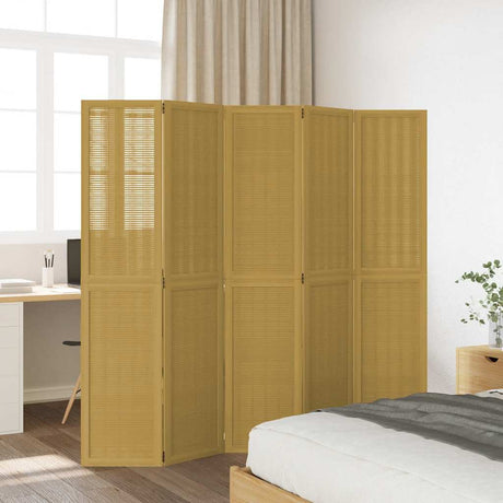 Vidaxl kamerscherm met 5 panelen massief paulowniahout bruin