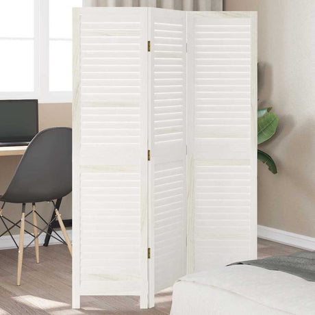 Vidaxl kamerscherm met 3 panelen massief paulowniahout retro wit