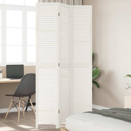 Vidaxl kamerscherm met 3 panelen massief paulowniahout wit