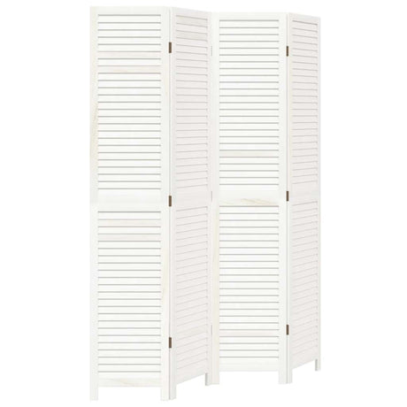Vidaxl kamerscherm met 4 panelen massief paulowniahout retro wit