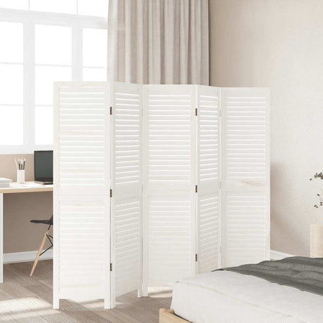 Vidaxl kamerscherm met 5 panelen massief paulowniahout retro wit