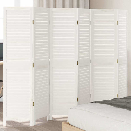 Vidaxl kamerscherm met 6 panelen massief paulowniahout retro wit