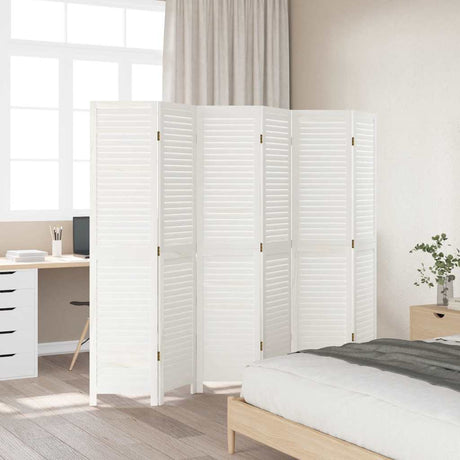 Vidaxl kamerscherm met 6 panelen massief paulowniahout retro wit