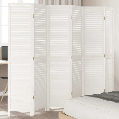Vidaxl kamerscherm met 6 panelen massief paulowniahout retro wit