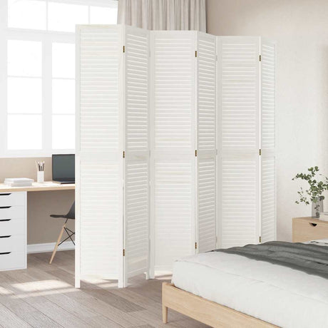 Vidaxl kamerscherm met 6 panelen massief paulowniahout wit