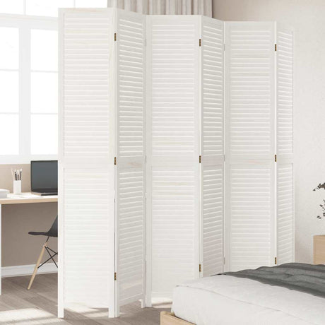 Vidaxl kamerscherm met 6 panelen massief paulowniahout wit